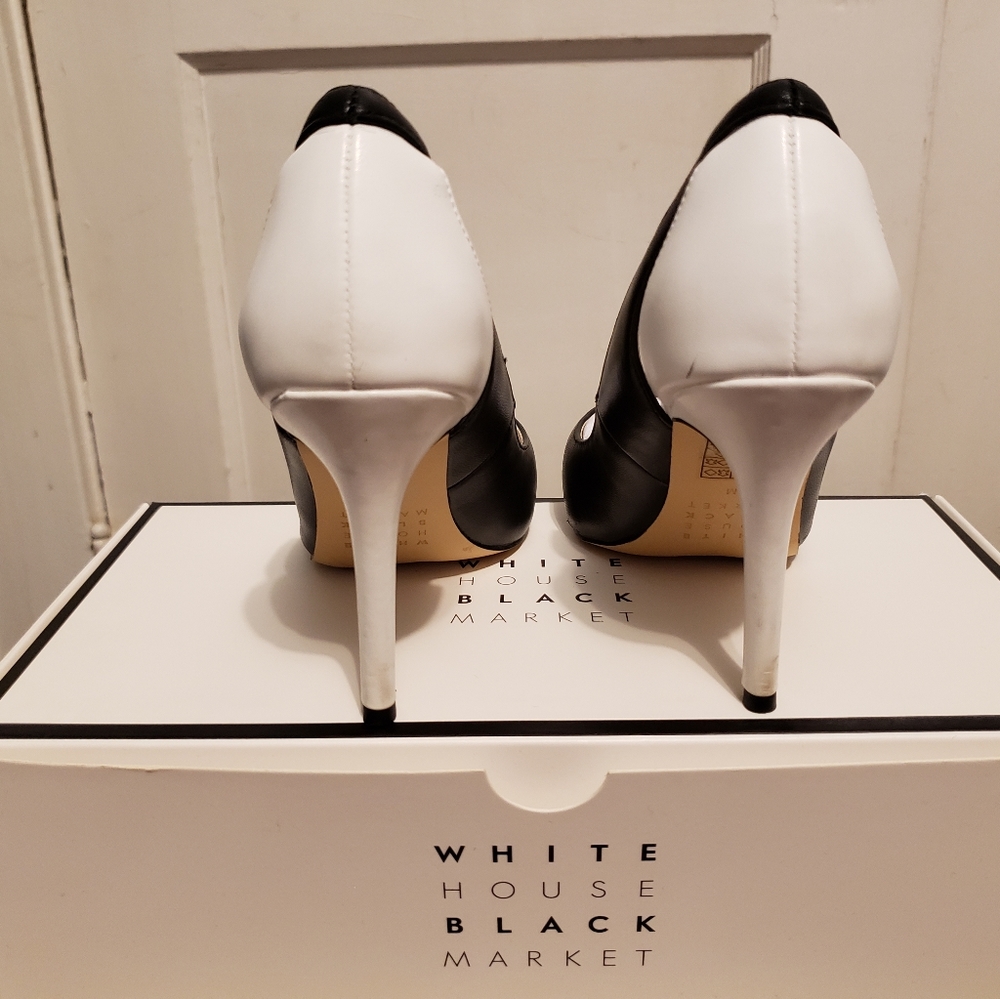 🖤🤍 WHBM Harper Cutout Heel Colorblock Pumps - Picture 4 of 12